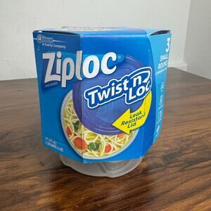 Ziploc Twist n Loc Small Round Containers‎ 3 Pack 1 Pint BPA Free Blue Lids 2016